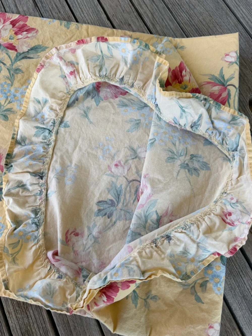Vintage Ralph Lauren Parsonage Lane 4-Piece Twin Sheet Set Yellow Floral READ